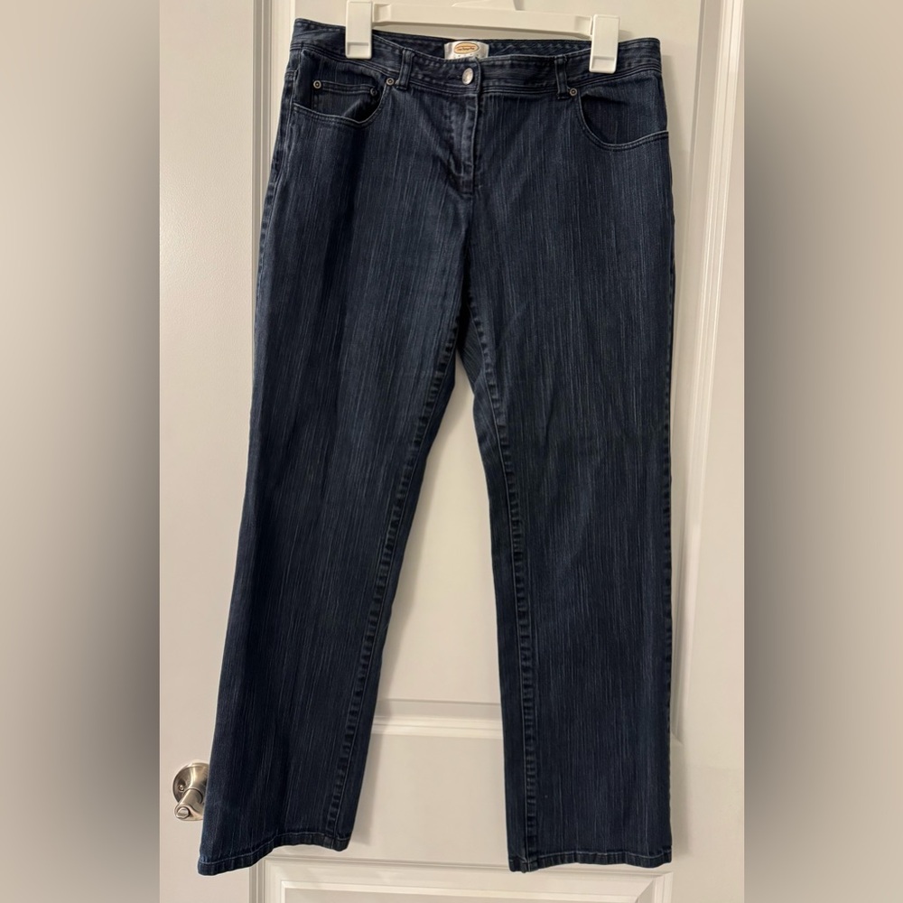 #1976 - Talbots Petites Stretch Straight Leg Dark Wash Blue Denim Jeans